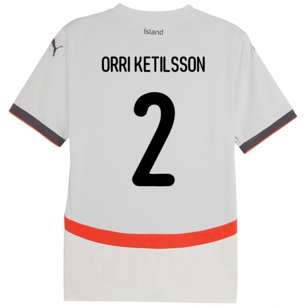 ילדים אִיסלַנד Ketill Orri Ketilsson #2 לָבָן הרחק ג'רזי 24-26 חולצה קצרה