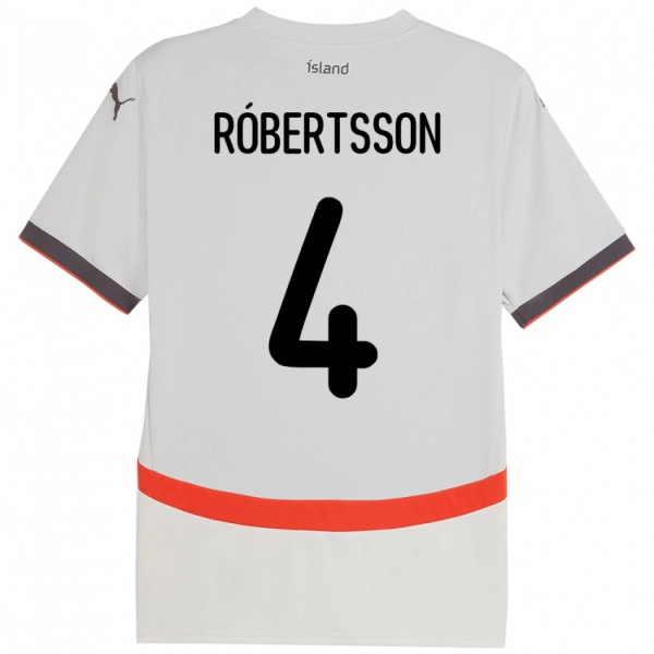 ילדים אִיסלַנד Logi Hrafn Róbertsson #4 לָבָן הרחק ג'רזי 24-26 חולצה קצרה