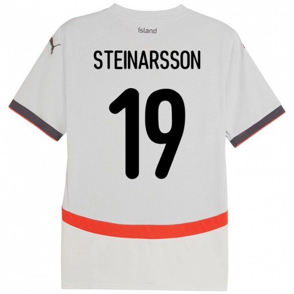 ילדים אִיסלַנד Ásgeir Steinn Steinarsson #19 לָבָן הרחק ג'רזי 24-26 חולצה קצרה