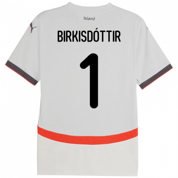 ילדים אִיסלַנד Fanney Inga Birkisdóttir #1 לָבָן הרחק ג'רזי 24-26 חולצה קצרה