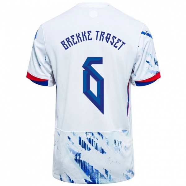 ילדים נורבגיה Henry Brekke Troset #6 לבן כחול הרחק ג'רזי 24-26 חולצה קצרה