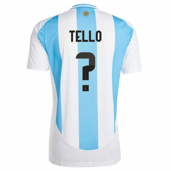גברים ארגנטינה Alejandro Tello #0 לבן כחול ג'רזי ביתית 24-26 חולצה קצרה