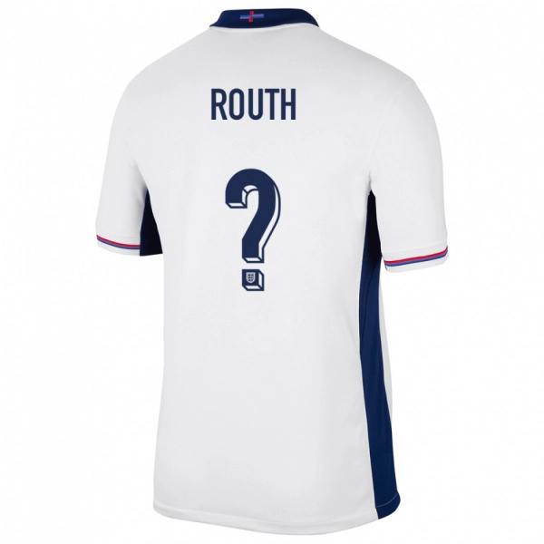 גברים אנגליה Leon Routh #0 לבן ג'רזי ביתית 24-26 חולצה קצרה