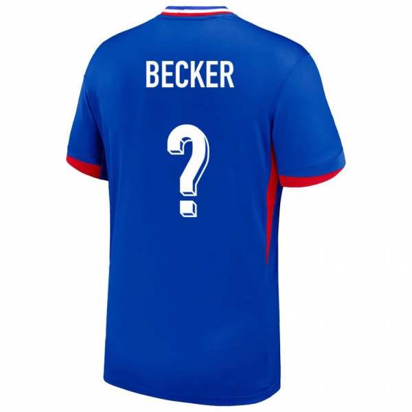 גברים צרפת Yoann Becker #0 כְּחוֹל ג'רזי ביתית 24-26 חולצה קצרה