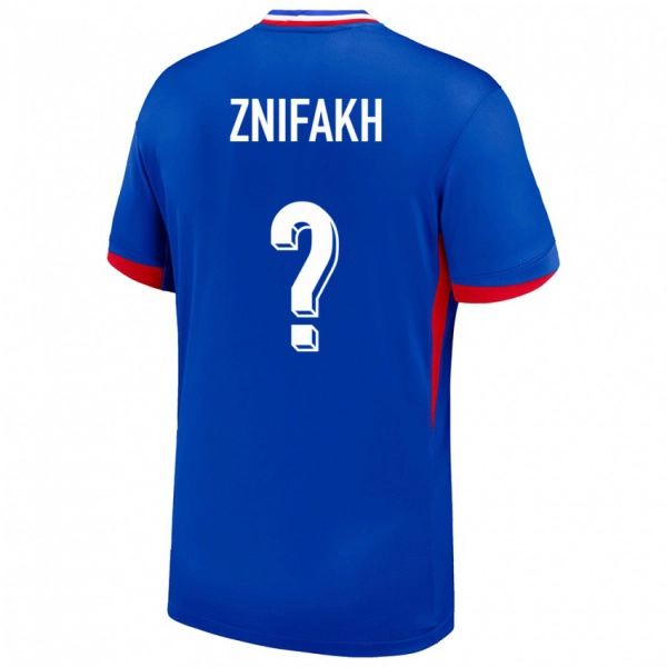 גברים צרפת Mehdy Znifakh #0 כְּחוֹל ג'רזי ביתית 24-26 חולצה קצרה