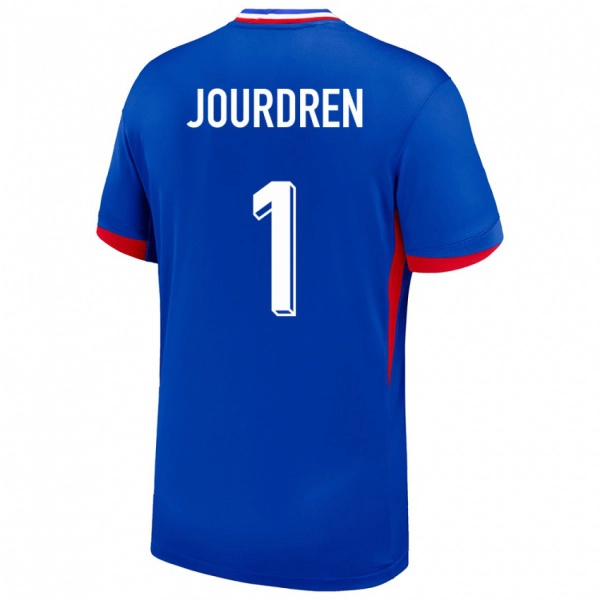 גברים צרפת Ilan Jourdren #1 כְּחוֹל ג'רזי ביתית 24-26 חולצה קצרה