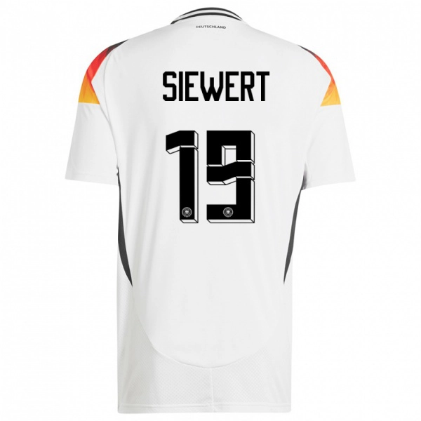 גברים גרמניה Joschua Siewert #19 לבן ג'רזי ביתית 24-26 חולצה קצרה