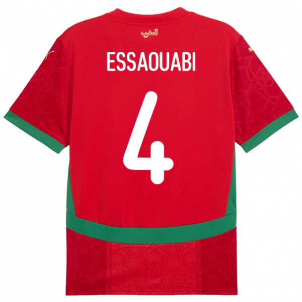גברים מָרוֹקוֹ Hatim Essaouabi #4 אָדוֹם ג'רזי ביתית 24-26 חולצה קצרה