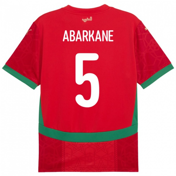 גברים מָרוֹקוֹ Ahmed Abarkane #5 אָדוֹם ג'רזי ביתית 24-26 חולצה קצרה
