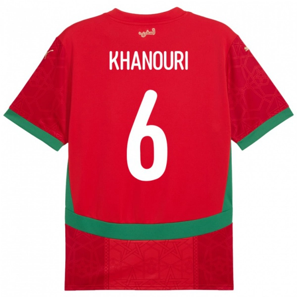 גברים מָרוֹקוֹ Adam Khanouri #6 אָדוֹם ג'רזי ביתית 24-26 חולצה קצרה