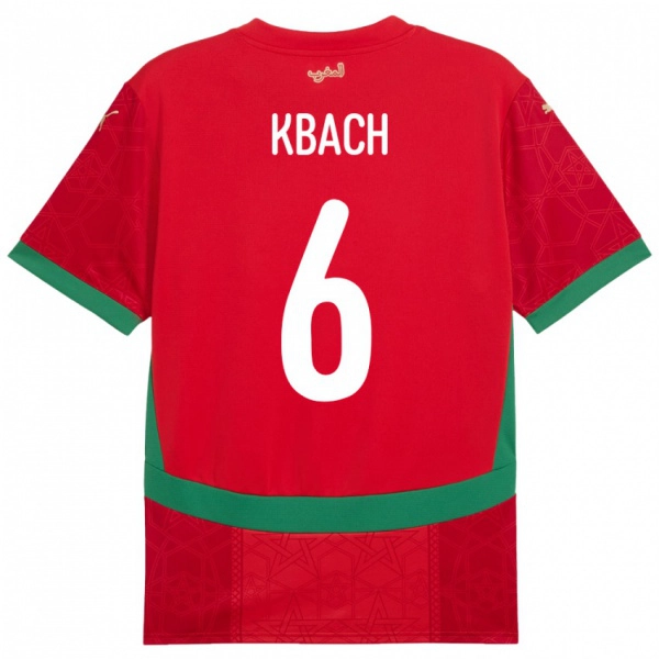 גברים מָרוֹקוֹ Hamza Kbach #6 אָדוֹם ג'רזי ביתית 24-26 חולצה קצרה