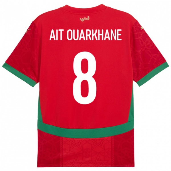 גברים מָרוֹקוֹ Khalid Aït Ouarkhane #8 אָדוֹם ג'רזי ביתית 24-26 חולצה קצרה