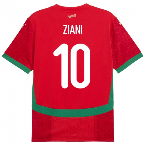 גברים מָרוֹקוֹ Ismael Ziani #10 אָדוֹם ג'רזי ביתית 24-26 חולצה קצרה
