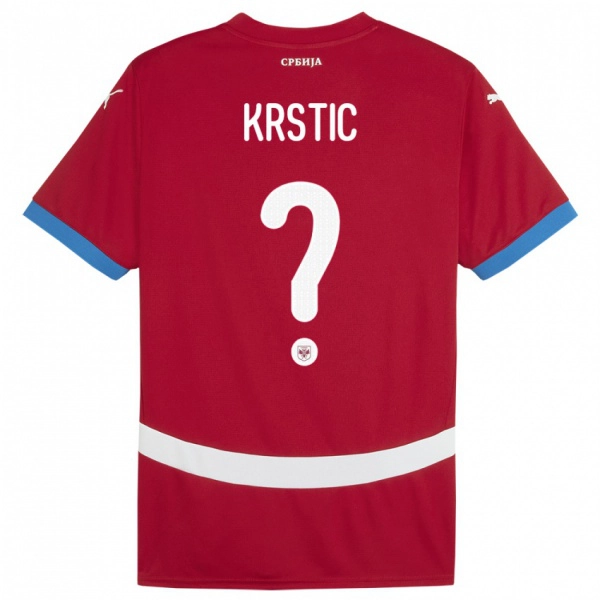 גברים סרביה Nikola Krstic #0 אָדוֹם ג'רזי ביתית 24-26 חולצה קצרה