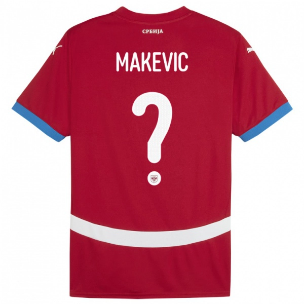 גברים סרביה Dusan Makevic #0 אָדוֹם ג'רזי ביתית 24-26 חולצה קצרה
