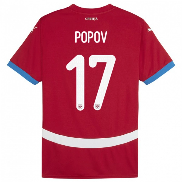 גברים סרביה Andrej Popov #17 אָדוֹם ג'רזי ביתית 24-26 חולצה קצרה