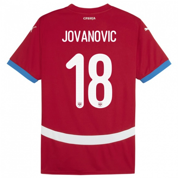גברים סרביה Dusan Jovanovic #18 אָדוֹם ג'רזי ביתית 24-26 חולצה קצרה