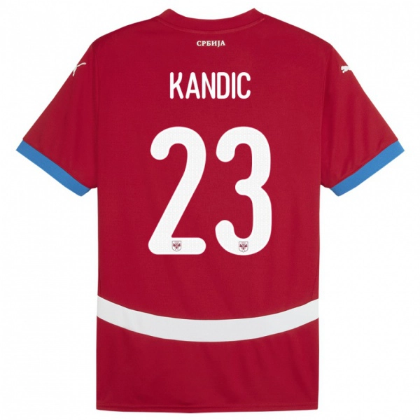 גברים סרביה Marko Kandic #23 אָדוֹם ג'רזי ביתית 24-26 חולצה קצרה