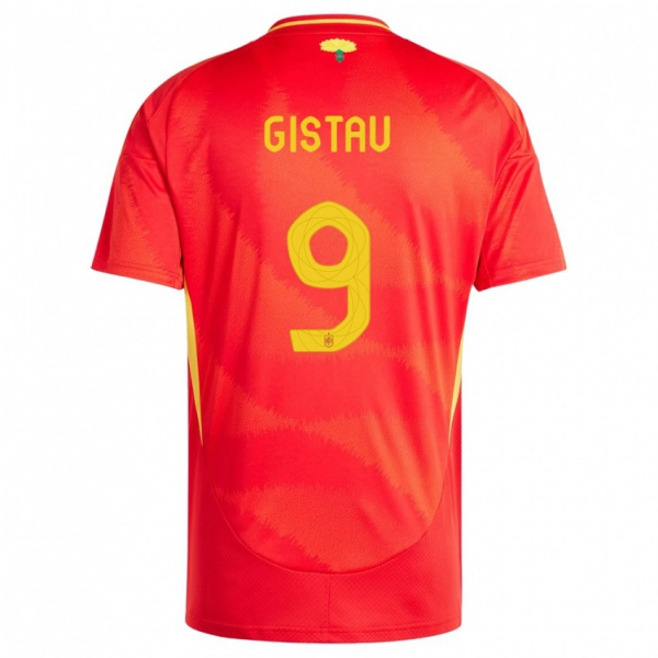 גברים ספרד Òscar Gistau #9 אָדוֹם ג'רזי ביתית 24-26 חולצה קצרה