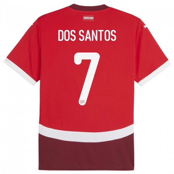 גברים שווייץ Daniel Dos Santos #7 אָדוֹם ג'רזי ביתית 24-26 חולצה קצרה