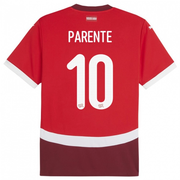 גברים שווייץ Jason Parente #10 אָדוֹם ג'רזי ביתית 24-26 חולצה קצרה
