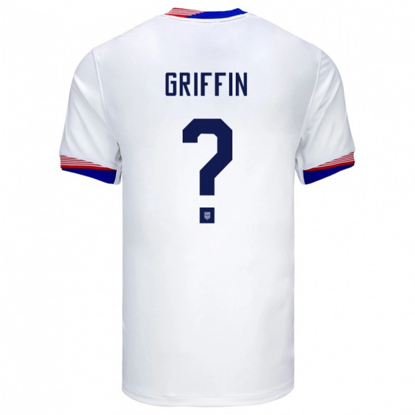 גברים ארצות הברית Jordan Griffin #0 לבן ג'רזי ביתית 24-26 חולצה קצרה