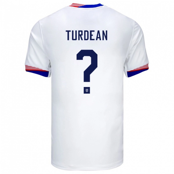 גברים ארצות הברית Robert Turdean #0 לבן ג'רזי ביתית 24-26 חולצה קצרה