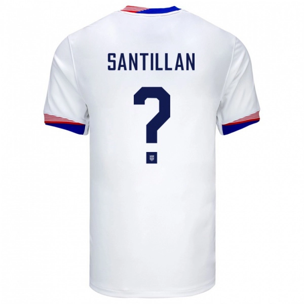 גברים ארצות הברית Noe Santillan #0 לבן ג'רזי ביתית 24-26 חולצה קצרה