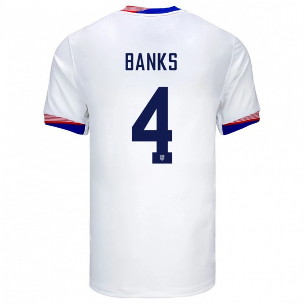 גברים ארצות הברית Noahkai Banks #4 לבן ג'רזי ביתית 24-26 חולצה קצרה