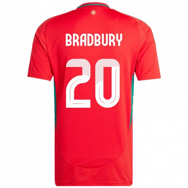 גברים ויילס Louie Bradbury #20 אָדוֹם ג'רזי ביתית 24-26 חולצה קצרה