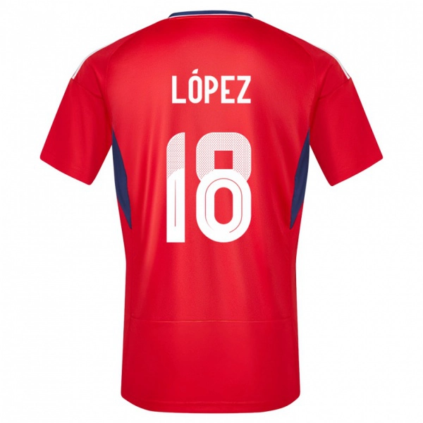 גברים קוסטה ריקה Jafeth López #18 אָדוֹם ג'רזי ביתית 24-26 חולצה קצרה