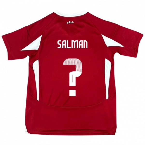 גברים קטאר Youssef Salman #0 אָדוֹם ג'רזי ביתית 24-26 חולצה קצרה