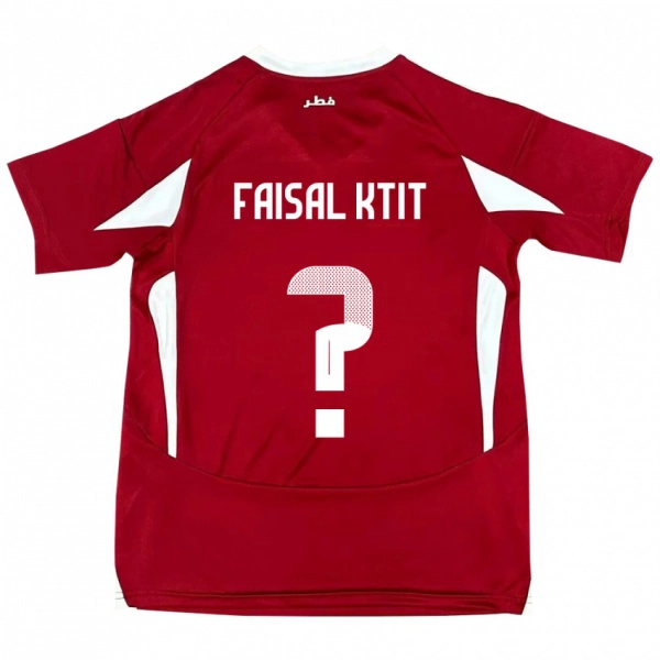 גברים קטאר Zaid Faisal Ktit #0 אָדוֹם ג'רזי ביתית 24-26 חולצה קצרה