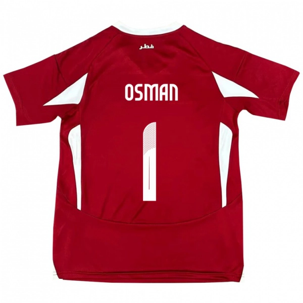 גברים קטאר Abubaker Osman #1 אָדוֹם ג'רזי ביתית 24-26 חולצה קצרה