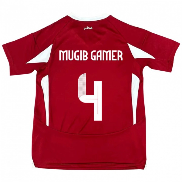 גברים קטאר Abdalla Mugib Gamer #4 אָדוֹם ג'רזי ביתית 24-26 חולצה קצרה