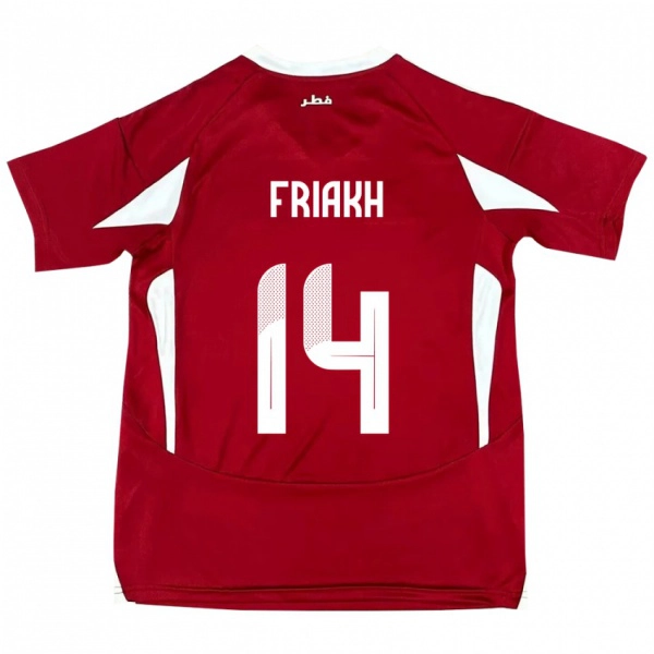 גברים קטאר Jamil Friakh #14 אָדוֹם ג'רזי ביתית 24-26 חולצה קצרה