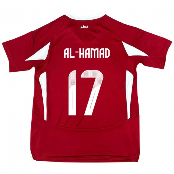 גברים קטאר Jassem Al-Hamad #17 אָדוֹם ג'רזי ביתית 24-26 חולצה קצרה