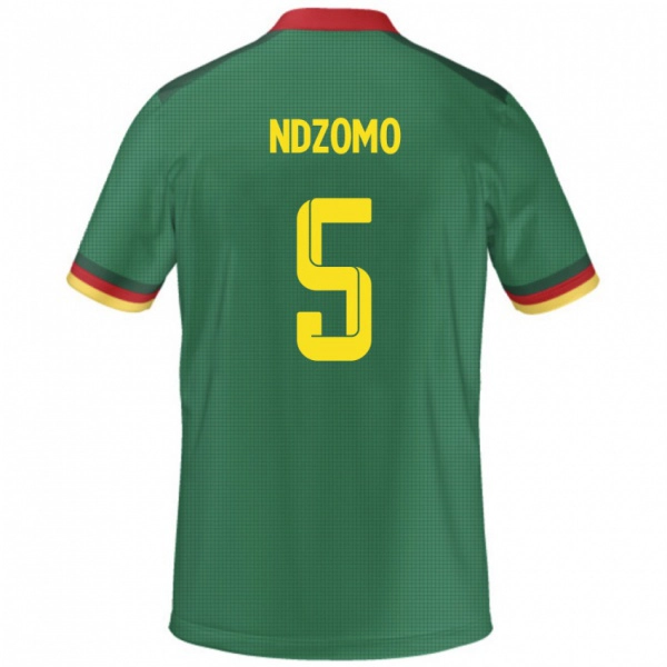 גברים קמרון Barnabe Ndzomo #5 יָרוֹק ג'רזי ביתית 24-26 חולצה קצרה