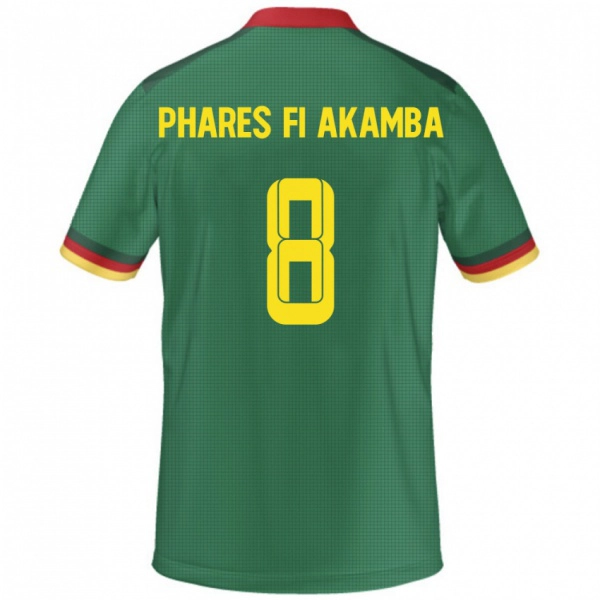 גברים קמרון Collins Phares Fi Akamba #8 יָרוֹק ג'רזי ביתית 24-26 חולצה קצרה