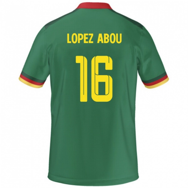 גברים קמרון Junior Lopez Abou #16 יָרוֹק ג'רזי ביתית 24-26 חולצה קצרה