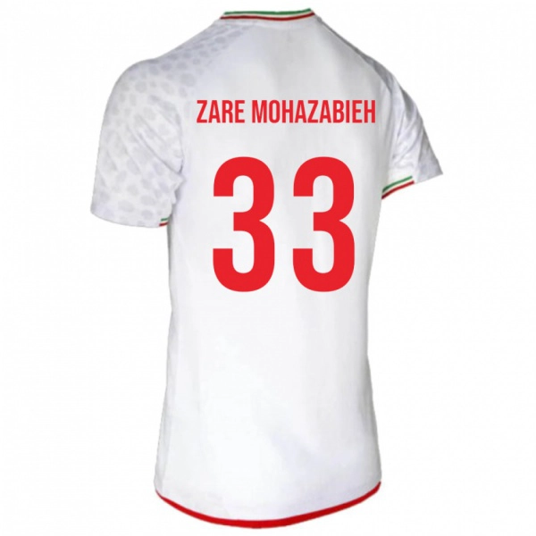 גברים איראן Mehdi Zare Mohazabieh #33 לָבָן ג'רזי ביתית 24-26 חולצה קצרה