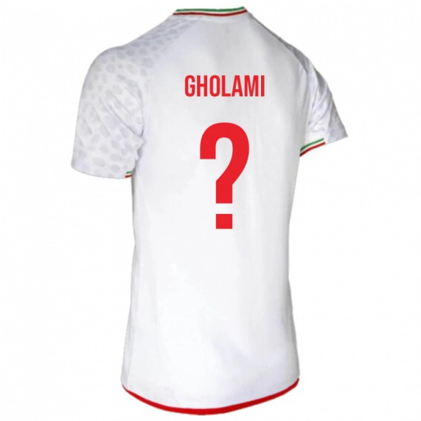 גברים איראן Mani Gholami #0 לָבָן ג'רזי ביתית 24-26 חולצה קצרה