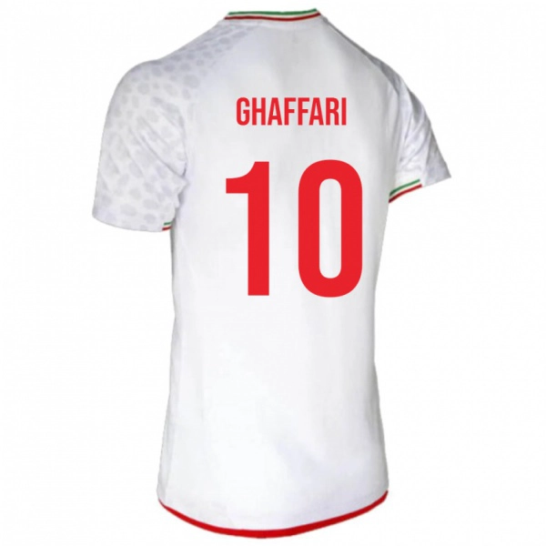 גברים איראן Salman Ghaffari #10 לָבָן ג'רזי ביתית 24-26 חולצה קצרה