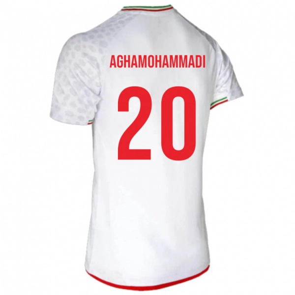 גברים איראן Mehrdad Aghamohammadi #20 לָבָן ג'רזי ביתית 24-26 חולצה קצרה