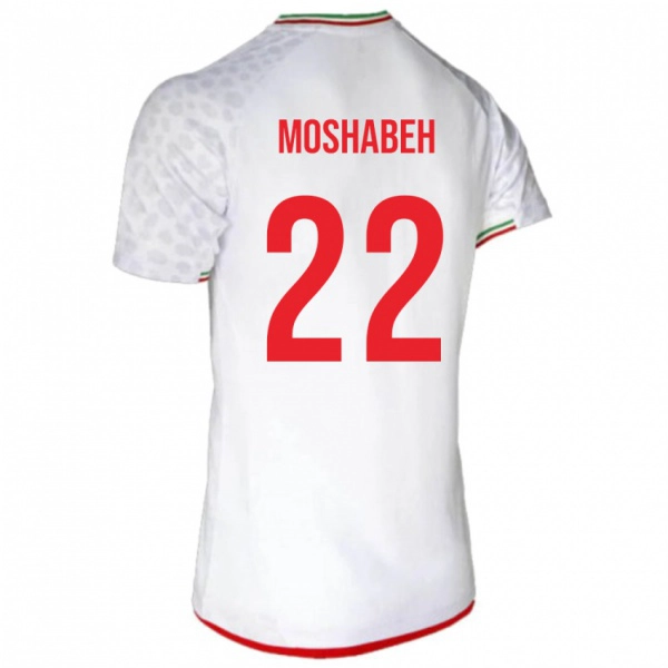 גברים איראן Mahan Moshabeh #22 לָבָן ג'רזי ביתית 24-26 חולצה קצרה