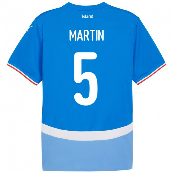 גברים אִיסלַנד Markús Andri Daníelsson Martin #5 כְּחוֹל ג'רזי ביתית 24-26 חולצה קצרה