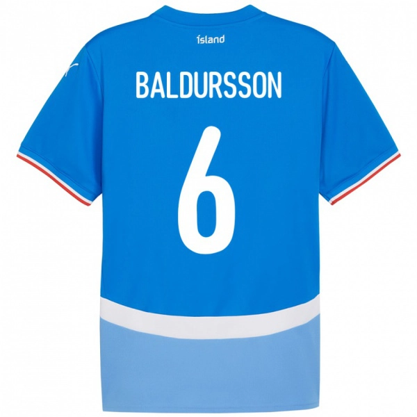 גברים אִיסלַנד Breki Baldursson #6 כְּחוֹל ג'רזי ביתית 24-26 חולצה קצרה