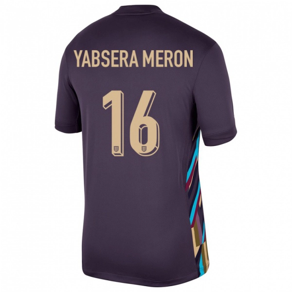 גברים אנגליה Yabsera Meron #16 צימוק כהה הרחק ג'רזי 24-26 חולצה קצרה