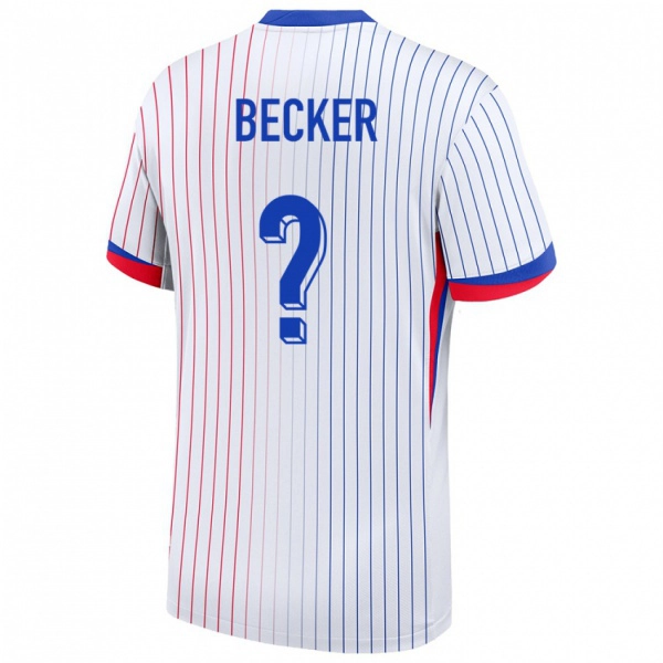 גברים צרפת Yoann Becker #0 לבן הרחק ג'רזי 24-26 חולצה קצרה