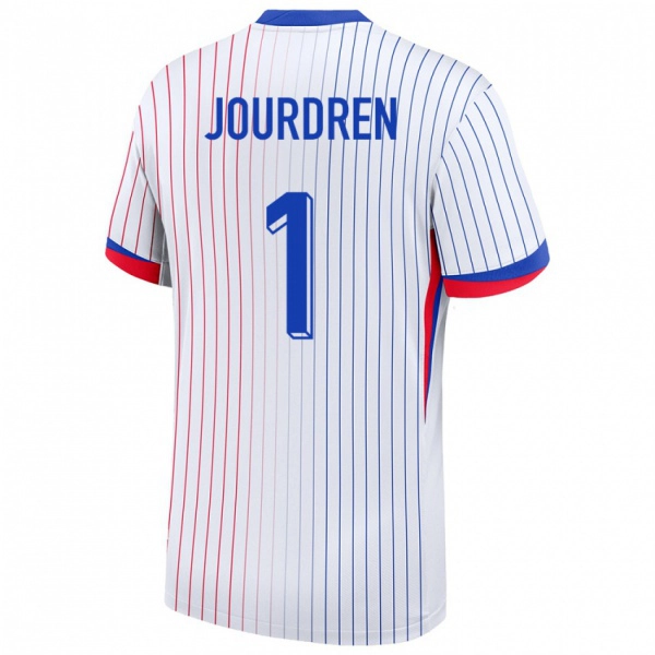 גברים צרפת Ilan Jourdren #1 לבן הרחק ג'רזי 24-26 חולצה קצרה